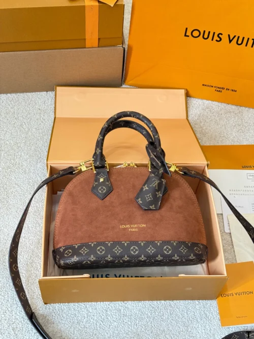 Louis Vuitton Brown Quilted Suede Bag