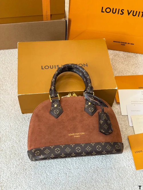 Louis Vuitton Brown Quilted Suede Bag