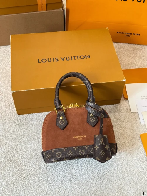 Louis Vuitton Brown Quilted Suede Bag