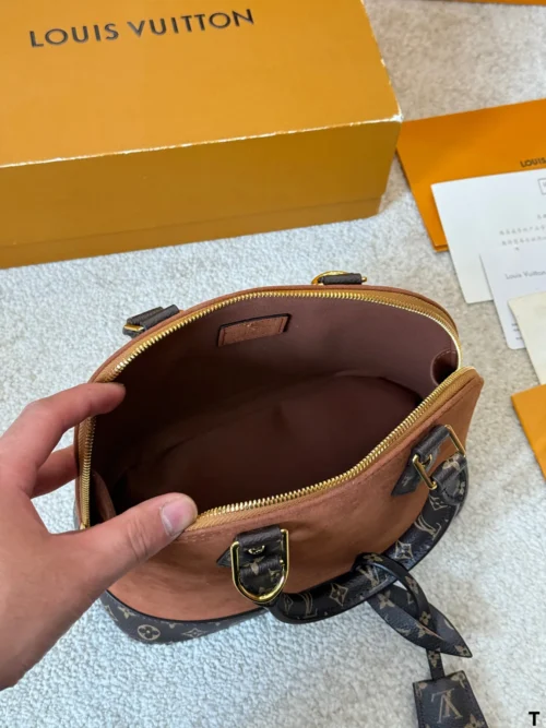 Louis Vuitton Brown Quilted Suede Bag