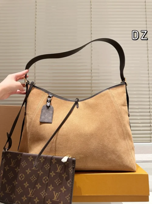 Louis Vuitton CarryAll Suede Crossbody Bag Style 0206