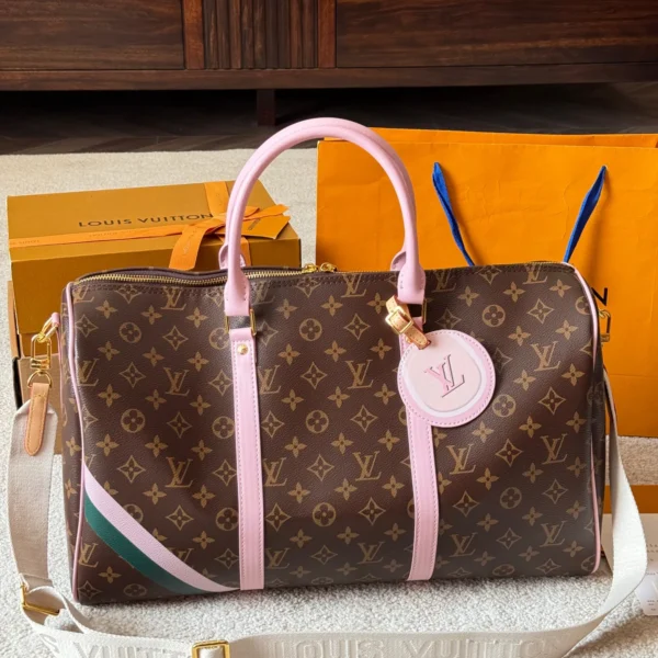 LV0213-01 Louis Vuitton Keepall Leather Travel Bag