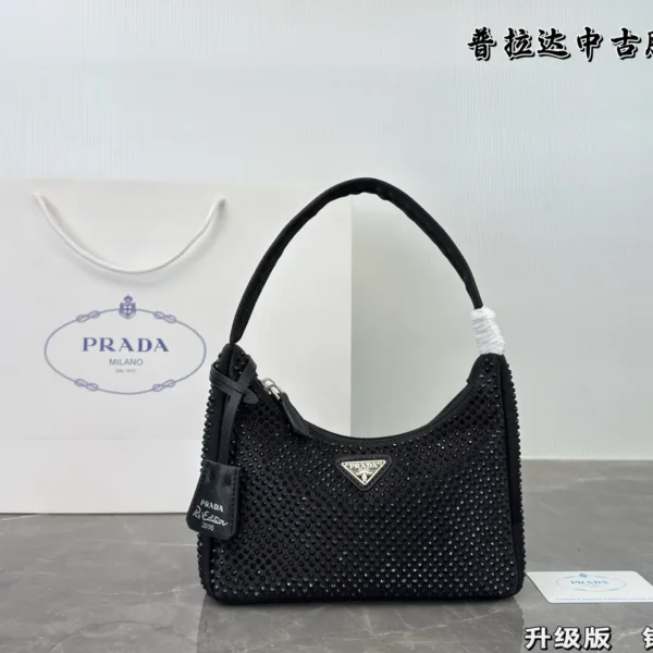 Prada Crystal Nylon Hobo Bag