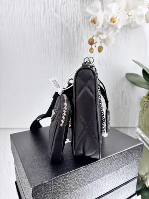 Prada Black Quilted Nylon Hobo Bag