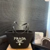 Prada Black Embroidered Leather Top Handle Bag