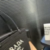 Prada Black Embroidered Leather Top Handle Bag