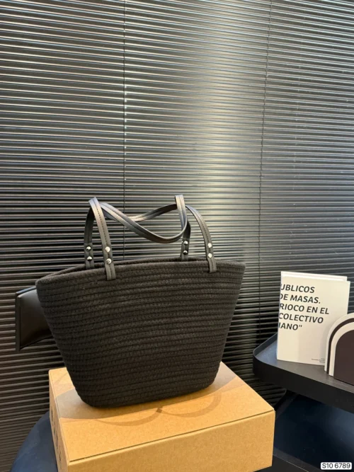 Prada Black Embroidered Leather Top Handle Bag