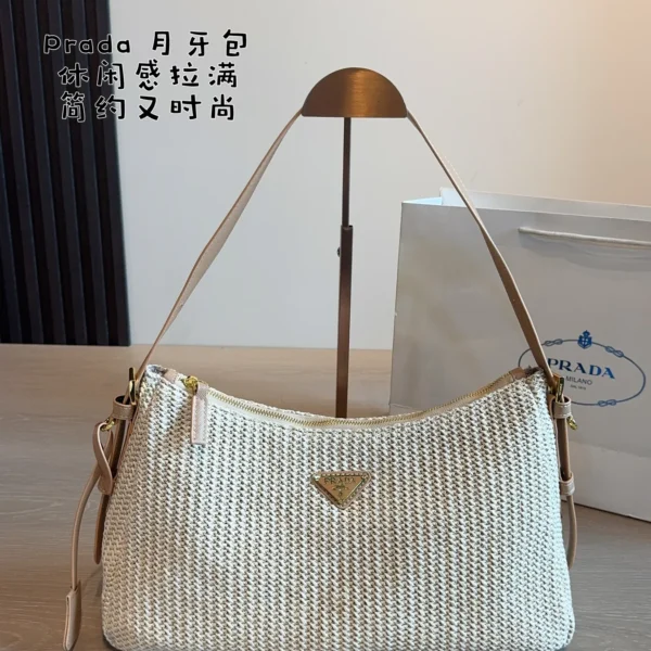 PRADA0098-01 Prada Raffia Hobo Bag Style 0098