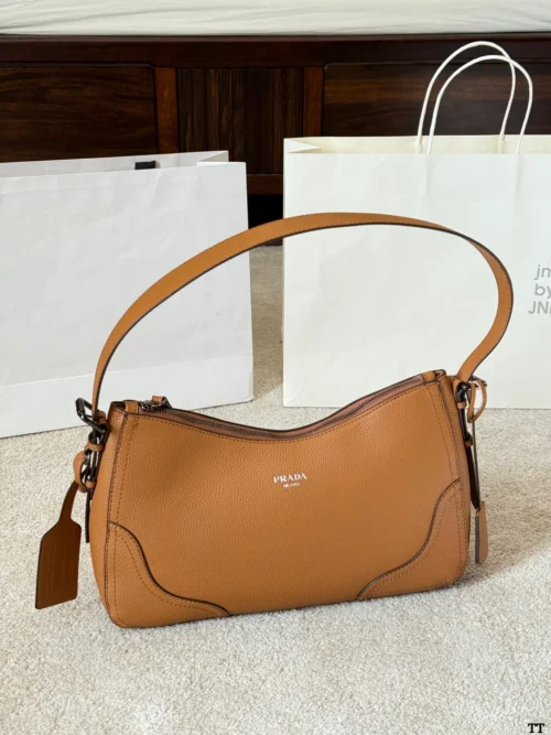 Prada Aimee Brown Leather Hobo Bag