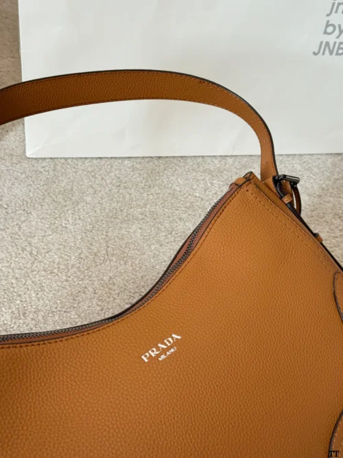 Prada Aimee Brown Leather Hobo Bag