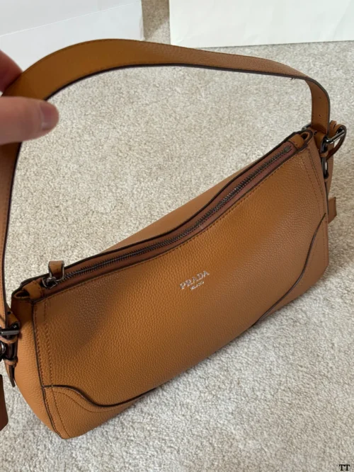 Prada Aimee Brown Leather Hobo Bag