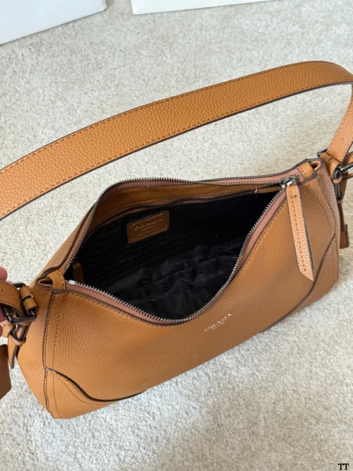 Prada Aimee Brown Leather Hobo Bag