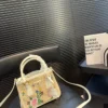 Prada Brown Embroidered Leather Top Handle Bag Style 0124