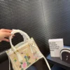 Prada Brown Embroidered Leather Top Handle Bag Style 0124