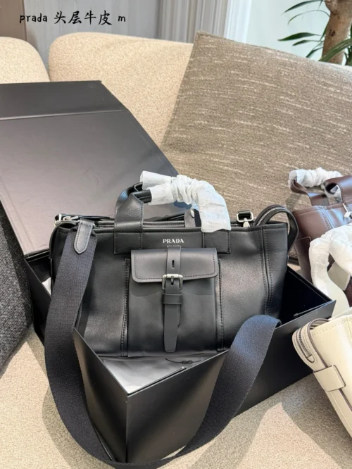 Prada White Leather Top Handle Bag Style 0151