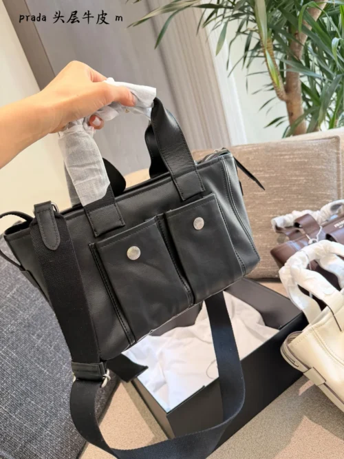Prada White Leather Top Handle Bag Style 0151