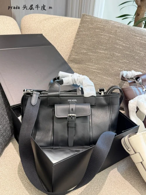 Prada White Leather Top Handle Bag Style 0151