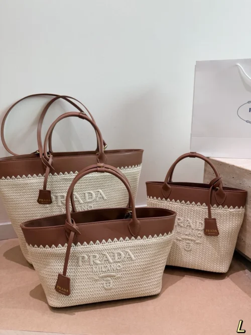 Prada Small Raffia Bucket Bag Style 0186