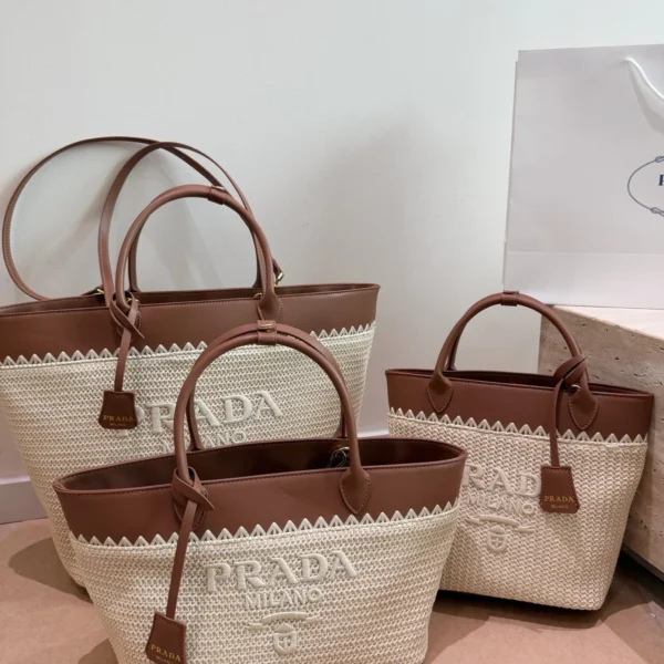 PRADA0186-01 Prada Small Raffia Bucket Bag Style 0186