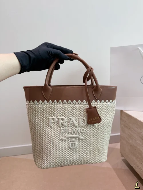 Prada Small Raffia Bucket Bag Style 0186