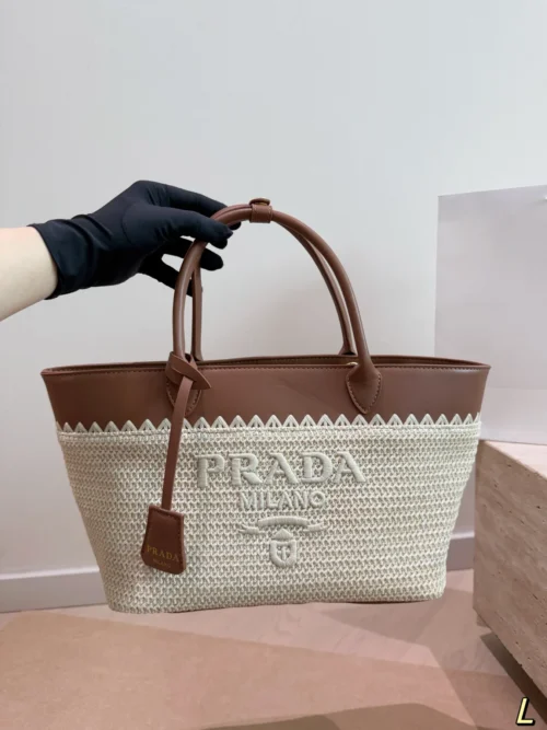 Prada Small Raffia Bucket Bag Style 0186