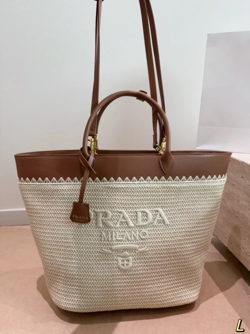 Prada Small Raffia Bucket Bag Style 0186