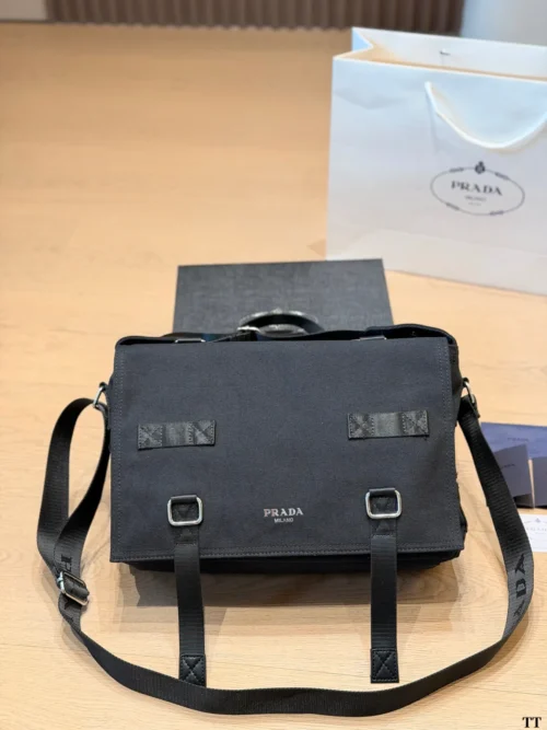 Prada Black Leather Messenger Bag