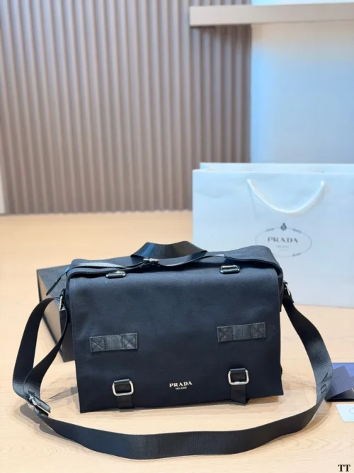 Prada Black Leather Messenger Bag