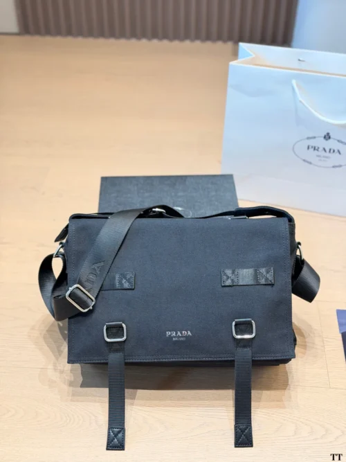 Prada Black Leather Messenger Bag