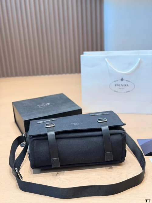 Prada Black Leather Messenger Bag