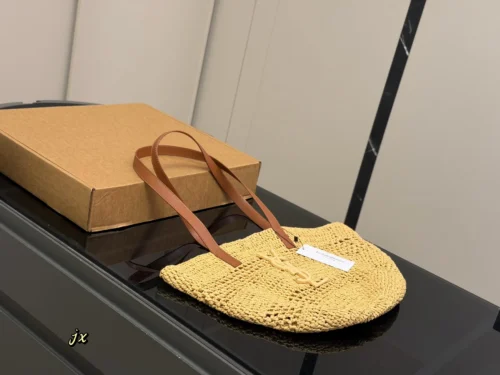 YSL Woven Raffia Tote Bag