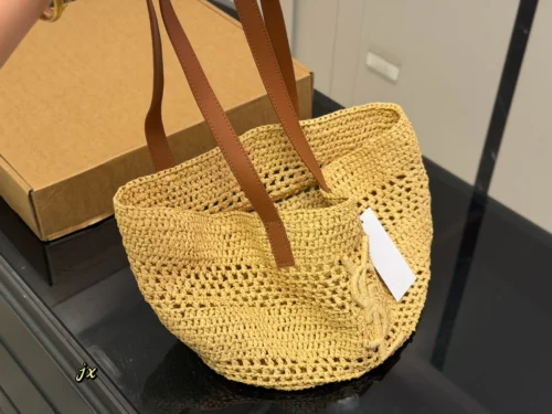 YSL Woven Raffia Tote Bag