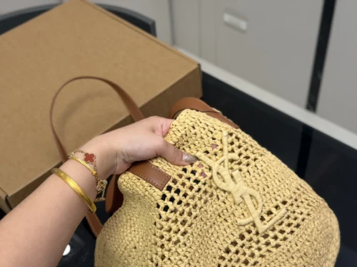 YSL Woven Raffia Tote Bag