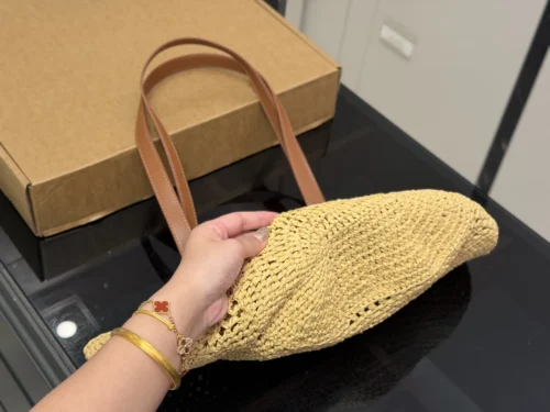 YSL Woven Raffia Tote Bag