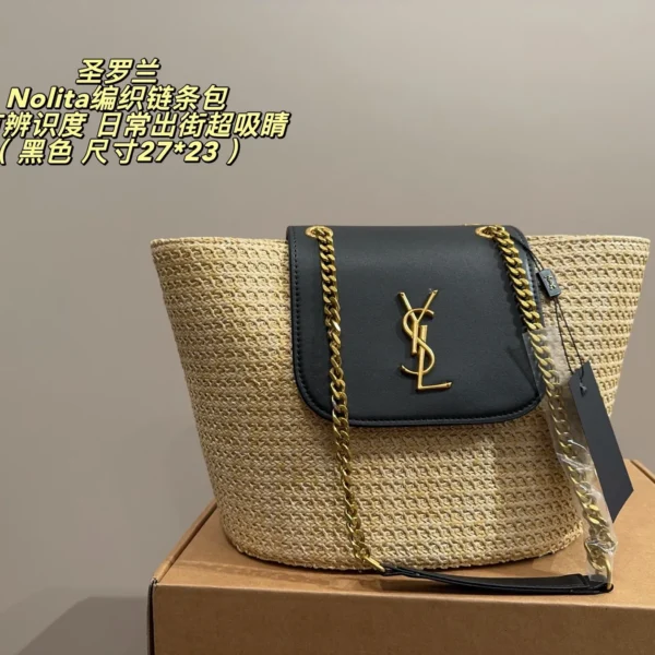 YSL Chain Raffia Crossbody Bag