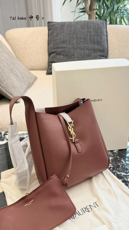 YSL Medium Black Leather Shoulder Bag