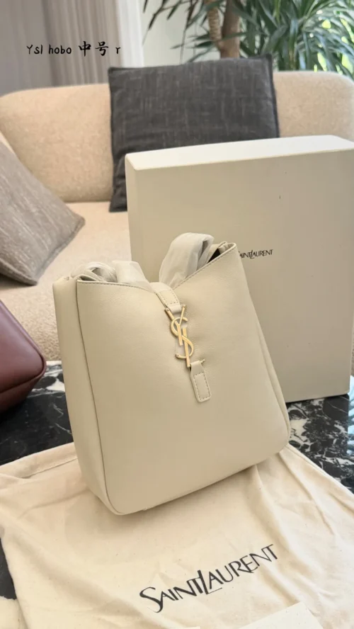 YSL Medium Black Leather Shoulder Bag