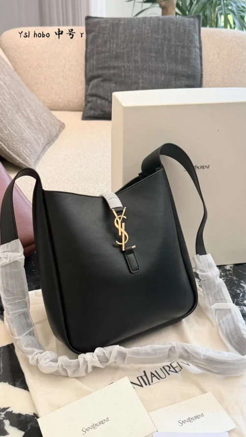 YSL Medium Black Leather Shoulder Bag