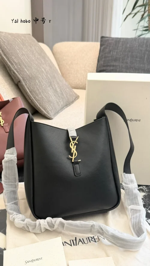 YSL Medium Black Leather Shoulder Bag
