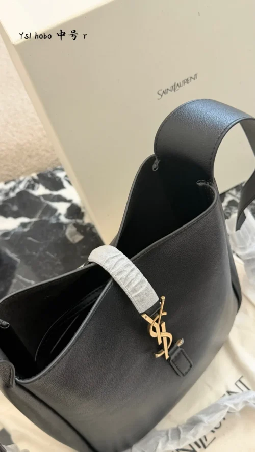 YSL Medium Black Leather Shoulder Bag
