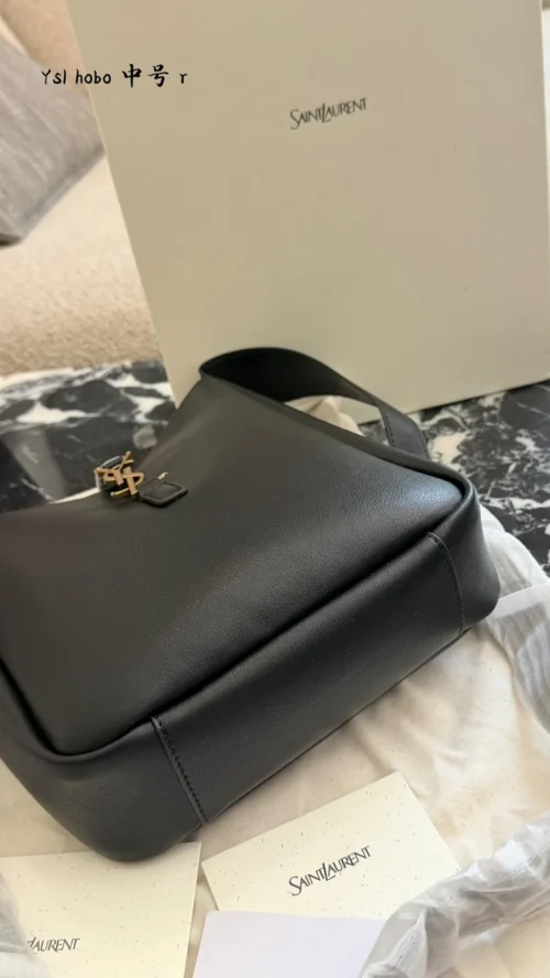 YSL Medium Black Leather Shoulder Bag