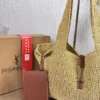 YSL Brown Woven Raffia Backpack