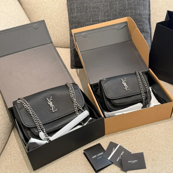 YSL Niki Black Chain Leather Messenger Bag