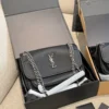 YSL Niki Black Chain Leather Messenger Bag