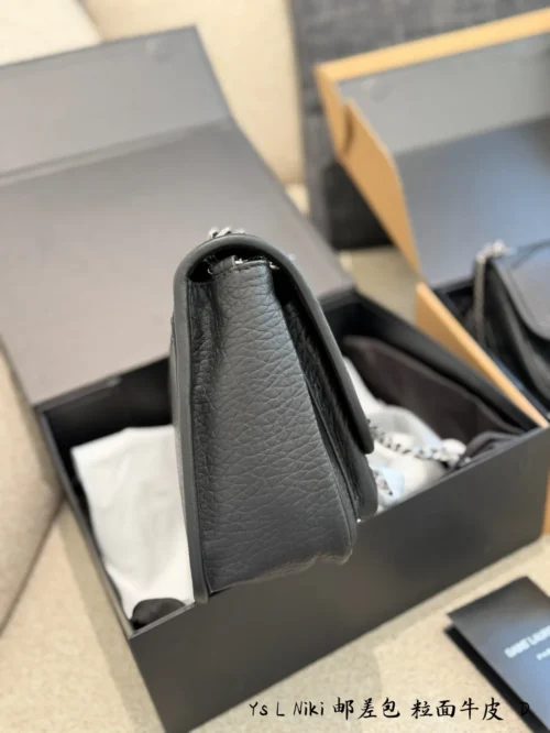 YSL Niki Black Chain Leather Messenger Bag
