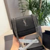 YSL Niki Black Chain Leather Messenger Bag