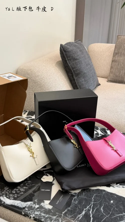YSL Black Leather Hobo Bag