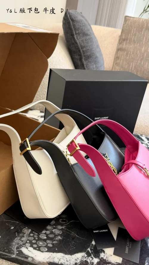 YSL Black Leather Hobo Bag
