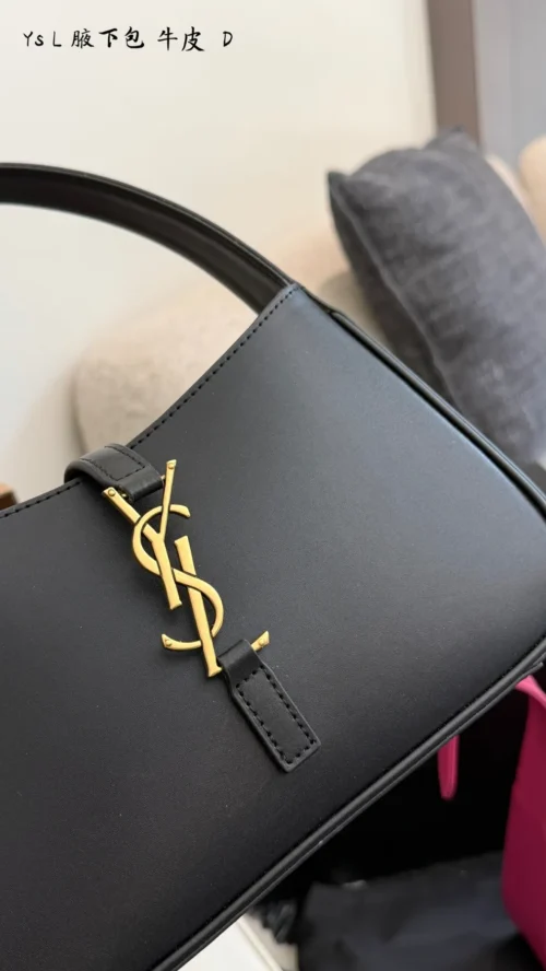 YSL Black Leather Hobo Bag