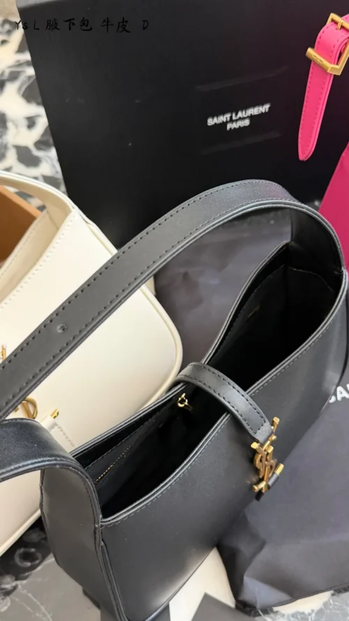 YSL Black Leather Hobo Bag